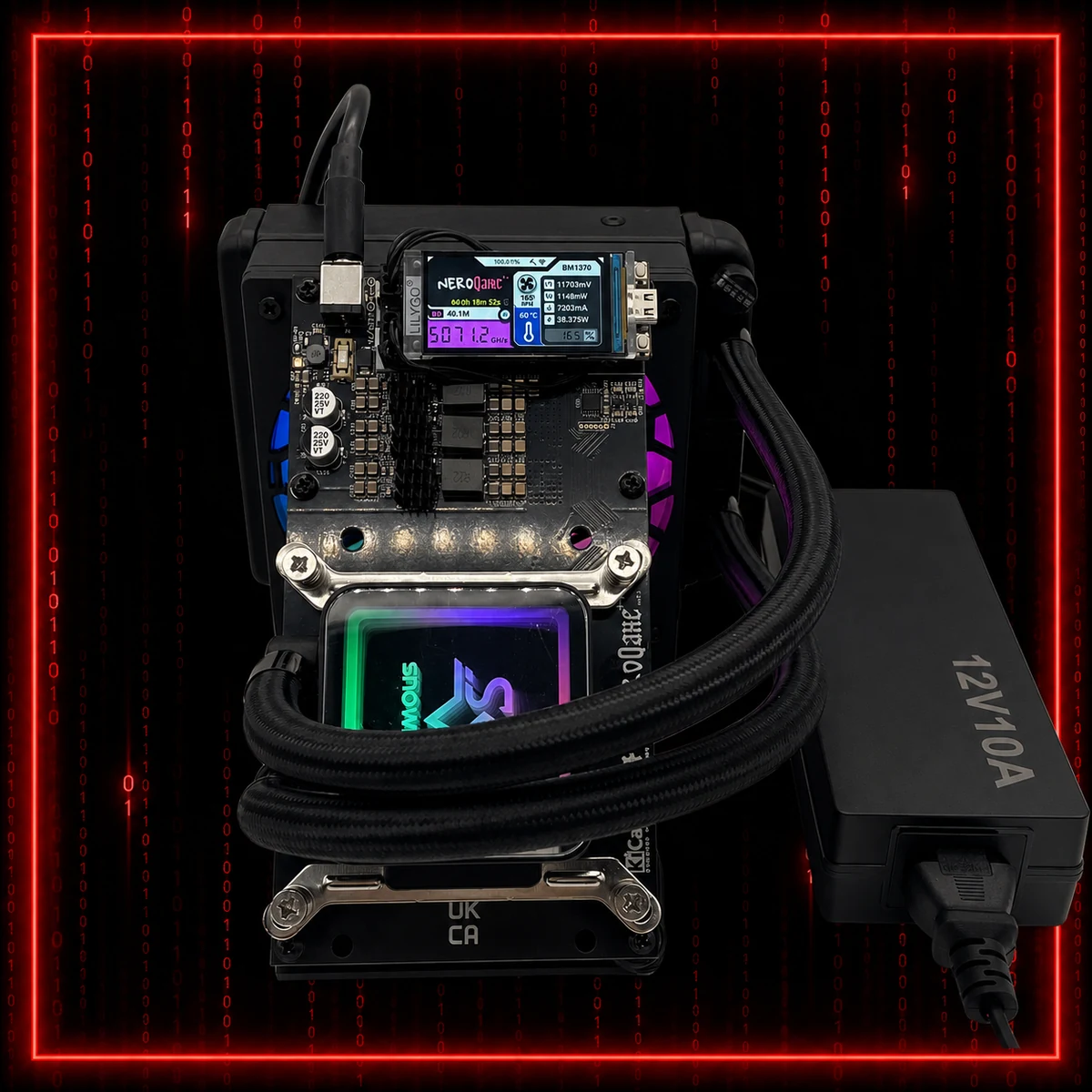 Liquid-cooled NerdQaxe Hydro home Bitcoin miner