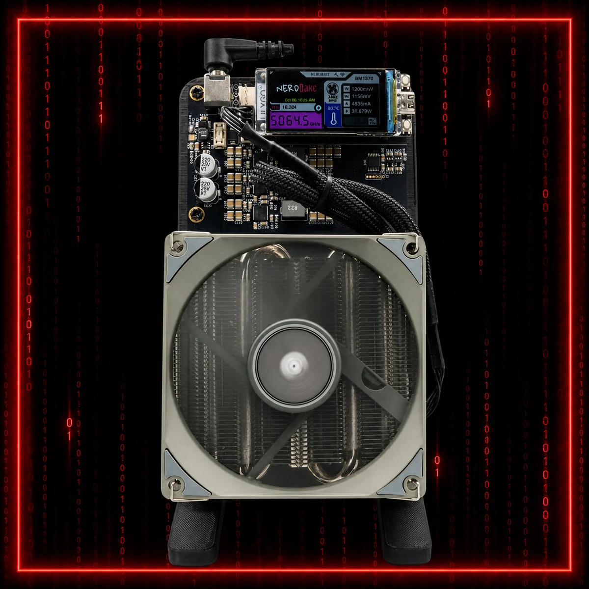 Air-cooled NerdQaxe multi-chip home Bitcoin miner